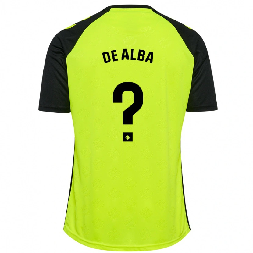 Danxen Børn Luismi De Alba #0 Fluorescerende Gul Sort Udebane Spillertrøjer 2024/25 Trøje T-Shirt
