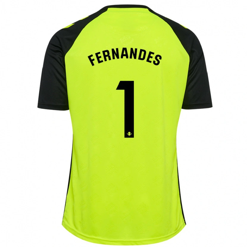 Danxen Børn Guilherme Fernandes #1 Fluorescerende Gul Sort Udebane Spillertrøjer 2024/25 Trøje T-Shirt