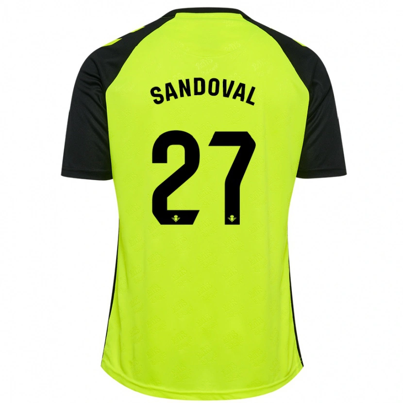 Danxen Børn Keimer Sandoval #27 Fluorescerende Gul Sort Udebane Spillertrøjer 2024/25 Trøje T-Shirt