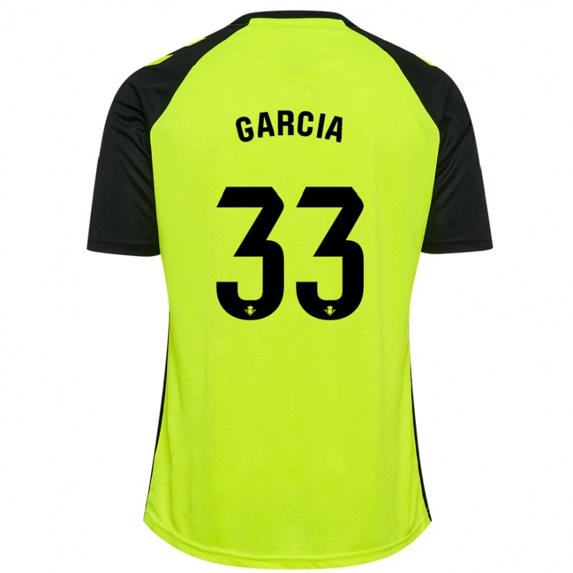 Danxen Børn Pablo García #33 Fluorescerende Gul Sort Udebane Spillertrøjer 2024/25 Trøje T-Shirt
