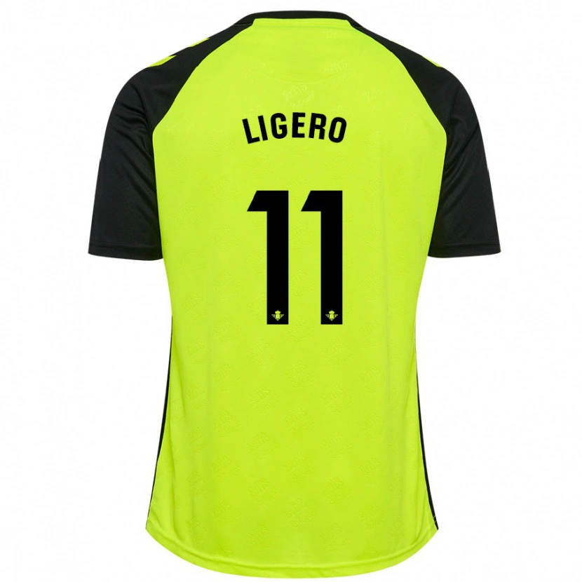 Danxen Børn Nuria Ligero #11 Fluorescerende Gul Sort Udebane Spillertrøjer 2024/25 Trøje T-Shirt