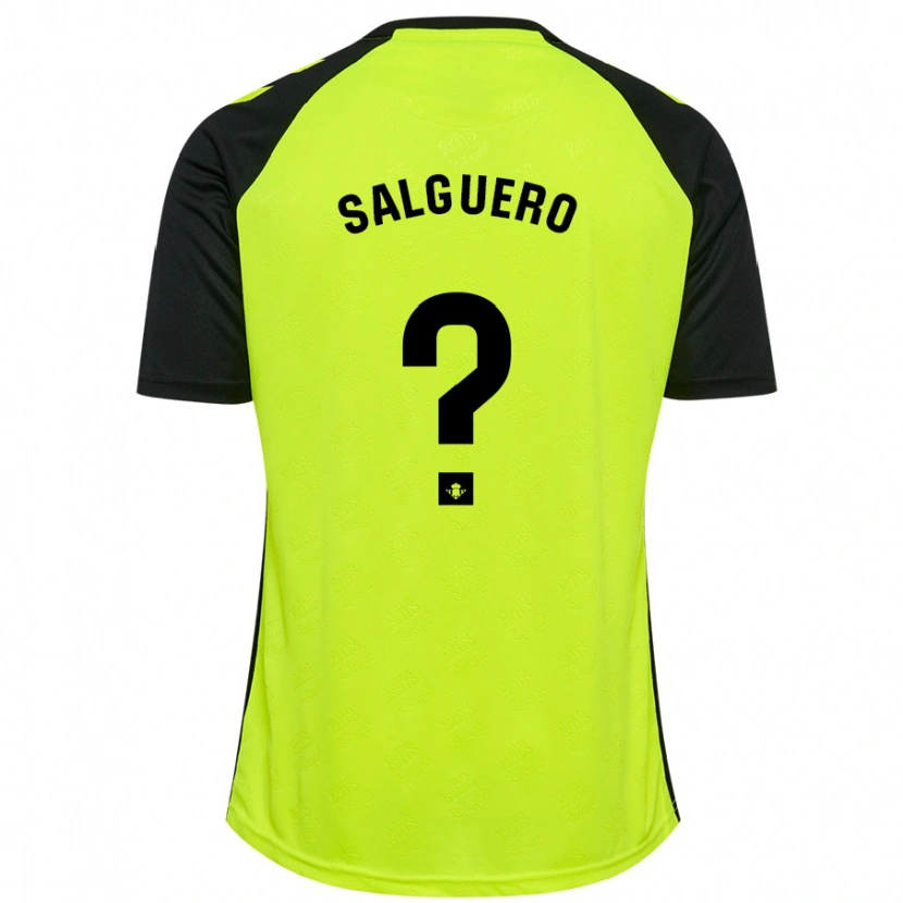 Danxen Børn Antonio Salguero #0 Fluorescerende Gul Sort Udebane Spillertrøjer 2024/25 Trøje T-Shirt