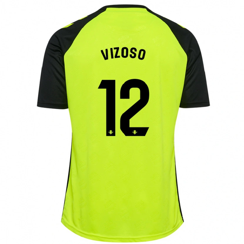 Danxen Børn Paula Vizoso Prieto #12 Fluorescerende Gul Sort Udebane Spillertrøjer 2024/25 Trøje T-Shirt