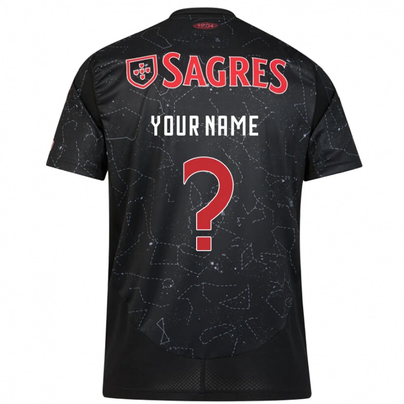 Danxen Børn Dit Navn #0 Sort Rød Udebane Spillertrøjer 2024/25 Trøje T-Shirt