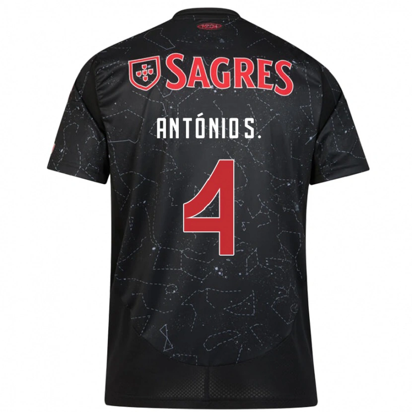 Danxen Børn António Silva #4 Sort Rød Udebane Spillertrøjer 2024/25 Trøje T-Shirt