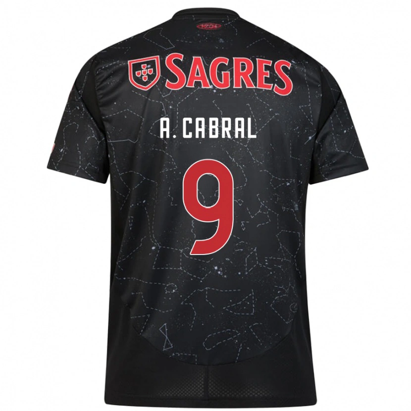 Danxen Børn Arthur Cabral #9 Sort Rød Udebane Spillertrøjer 2024/25 Trøje T-Shirt