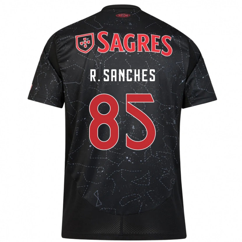 Danxen Børn Renato Sanches #85 Sort Rød Udebane Spillertrøjer 2024/25 Trøje T-Shirt
