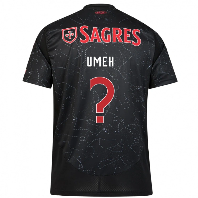 Danxen Børn Jaden Umeh #0 Sort Rød Udebane Spillertrøjer 2024/25 Trøje T-Shirt