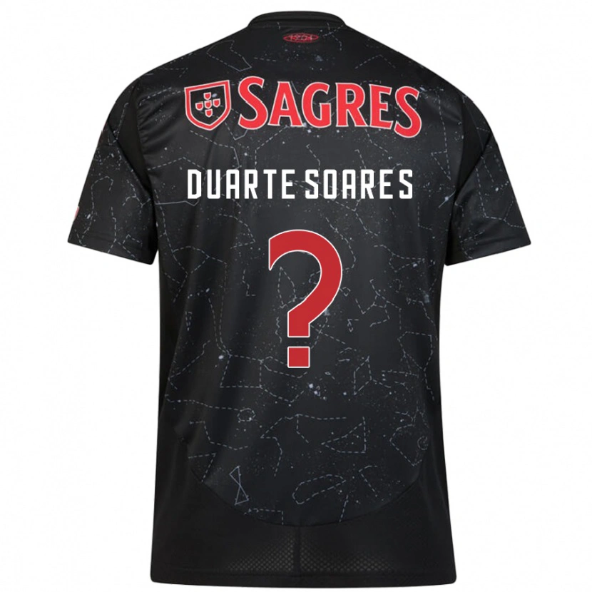Danxen Børn Duarte Soares #0 Sort Rød Udebane Spillertrøjer 2024/25 Trøje T-Shirt