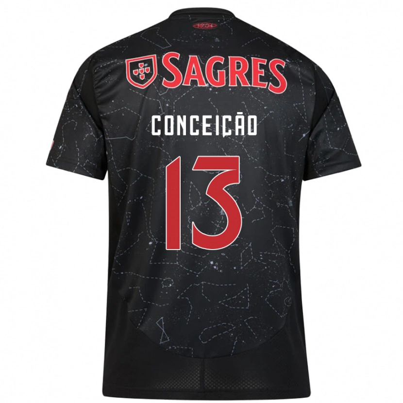 Danxen Børn João Conceição #13 Sort Rød Udebane Spillertrøjer 2024/25 Trøje T-Shirt