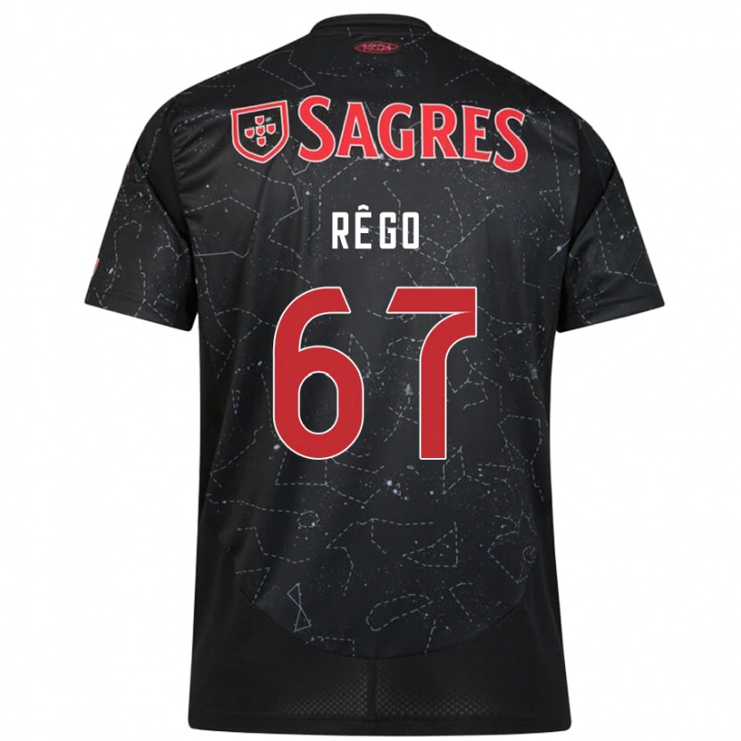 Danxen Børn Rodrigo Rêgo #67 Sort Rød Udebane Spillertrøjer 2024/25 Trøje T-Shirt