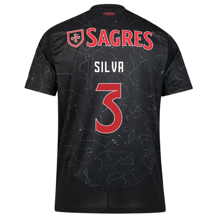 Danxen Børn Joana Silva #3 Sort Rød Udebane Spillertrøjer 2024/25 Trøje T-Shirt