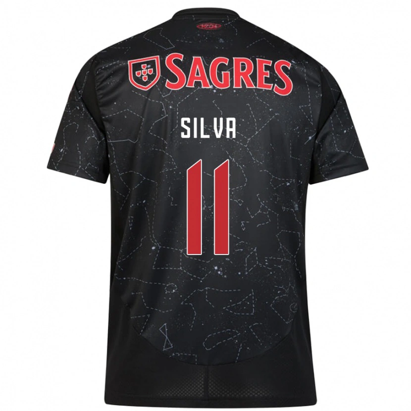 Danxen Børn Jéssica Silva #11 Sort Rød Udebane Spillertrøjer 2024/25 Trøje T-Shirt