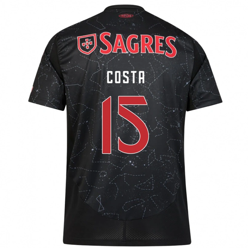 Danxen Børn Carole Costa #15 Sort Rød Udebane Spillertrøjer 2024/25 Trøje T-Shirt