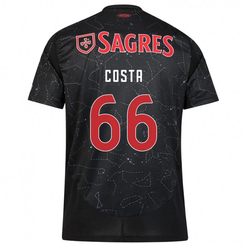 Danxen Børn Rute Costa #66 Sort Rød Udebane Spillertrøjer 2024/25 Trøje T-Shirt