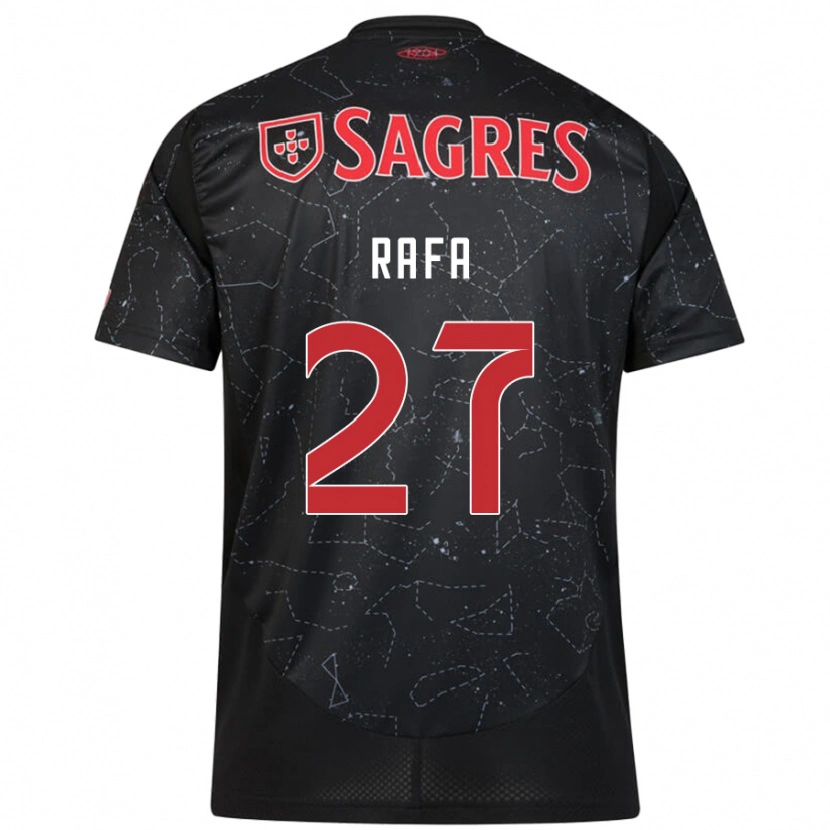 Danxen Børn Rafa #27 Sort Rød Udebane Spillertrøjer 2024/25 Trøje T-Shirt