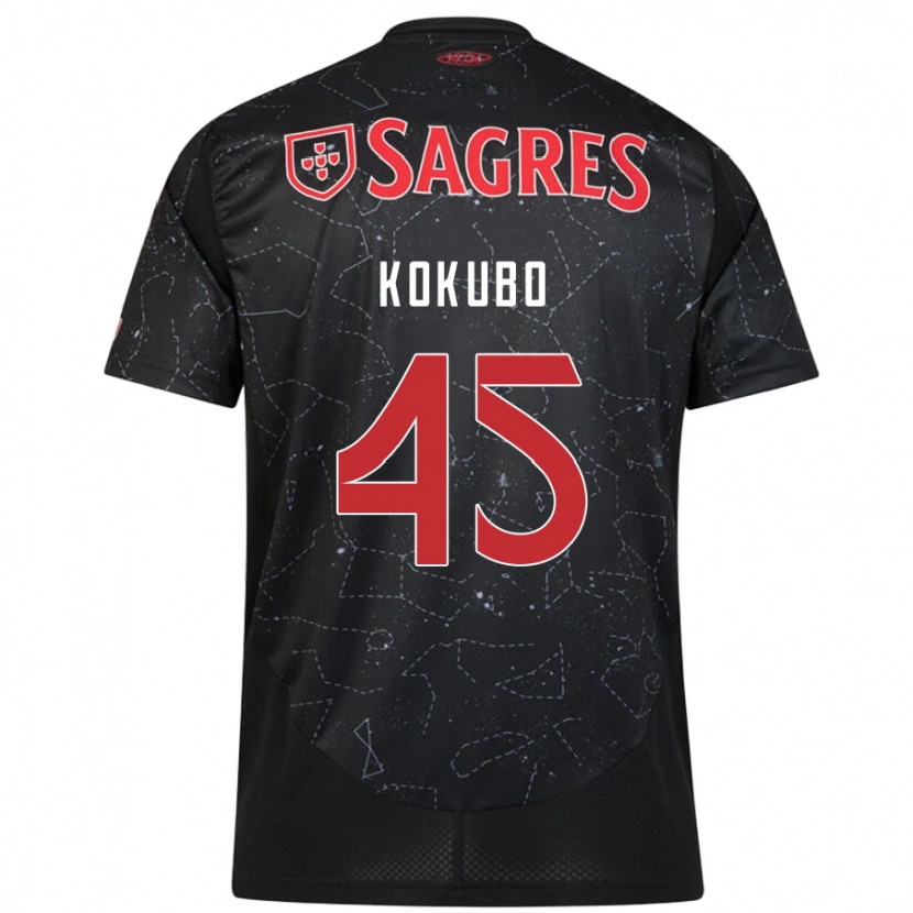 Danxen Børn Leo Kokubo #45 Sort Rød Udebane Spillertrøjer 2024/25 Trøje T-Shirt