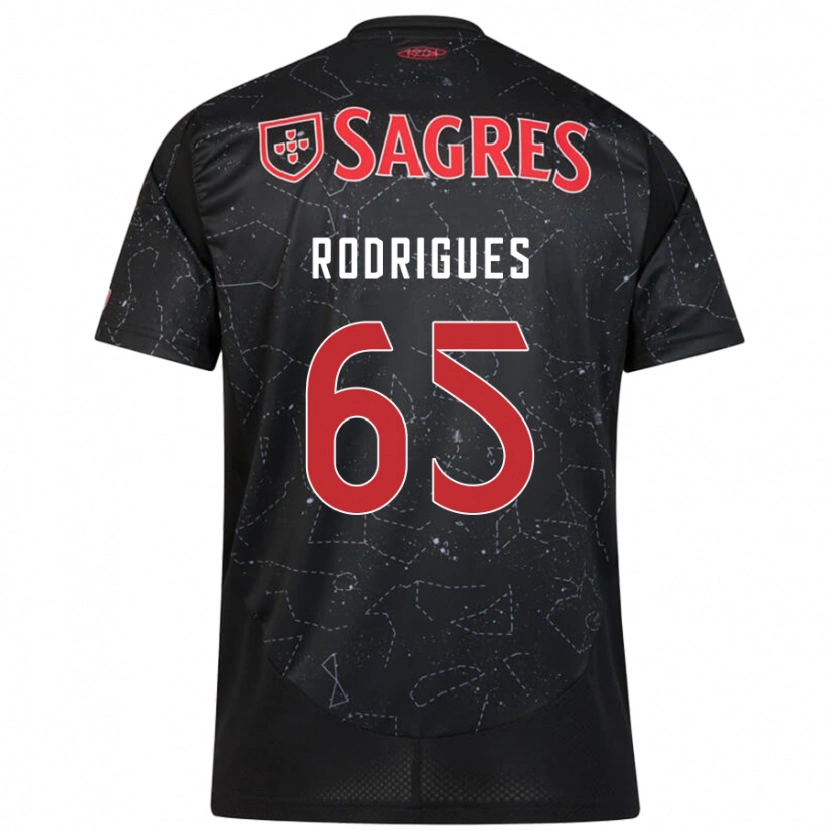 Danxen Børn Rafael Rodrigues #65 Sort Rød Udebane Spillertrøjer 2024/25 Trøje T-Shirt