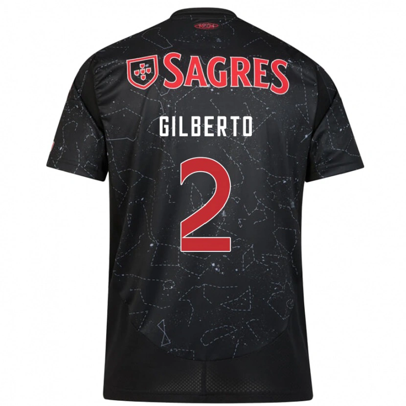 Danxen Børn Gilberto #2 Sort Rød Udebane Spillertrøjer 2024/25 Trøje T-Shirt