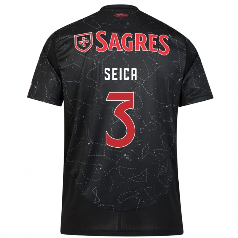 Danxen Børn Ana Seica #3 Sort Rød Udebane Spillertrøjer 2024/25 Trøje T-Shirt