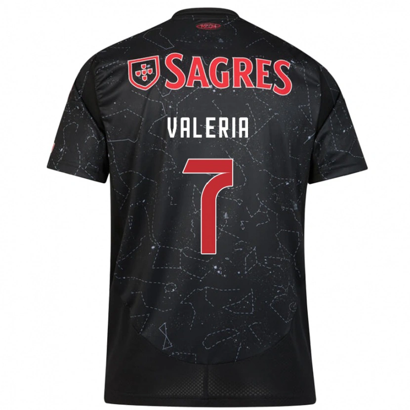Danxen Børn Valeria #7 Sort Rød Udebane Spillertrøjer 2024/25 Trøje T-Shirt
