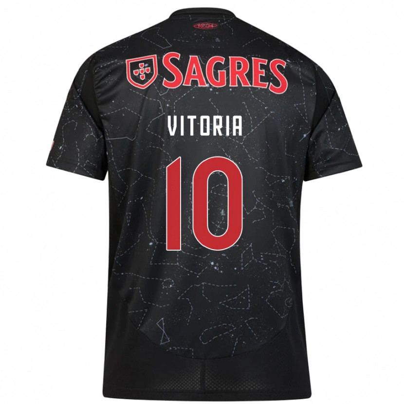 Danxen Børn Ana Vitoria #10 Sort Rød Udebane Spillertrøjer 2024/25 Trøje T-Shirt