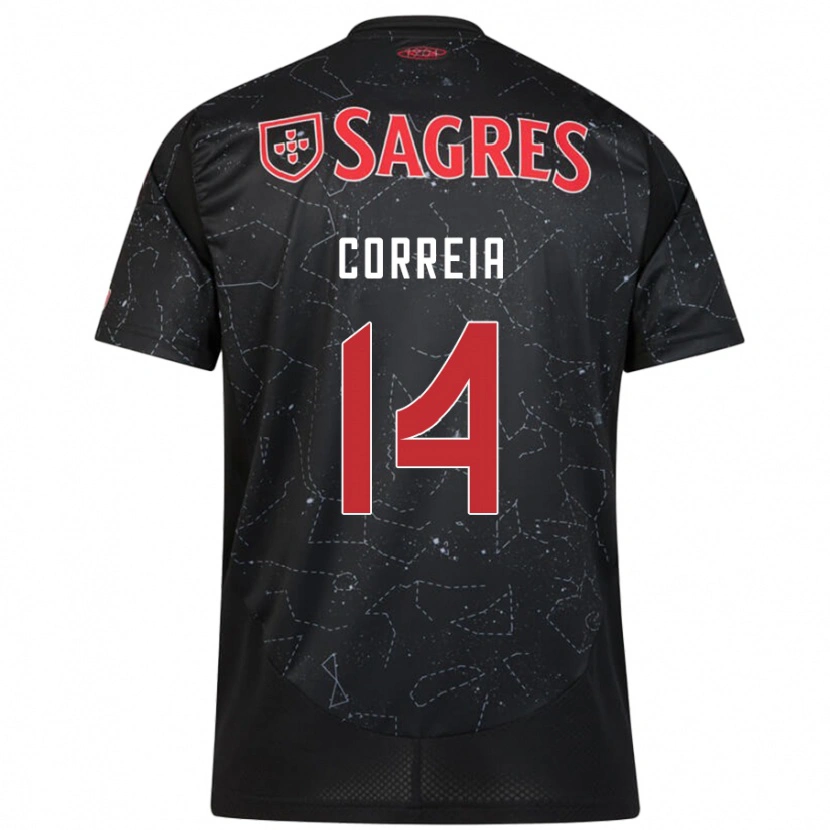 Danxen Børn Carolina Correia #14 Sort Rød Udebane Spillertrøjer 2024/25 Trøje T-Shirt