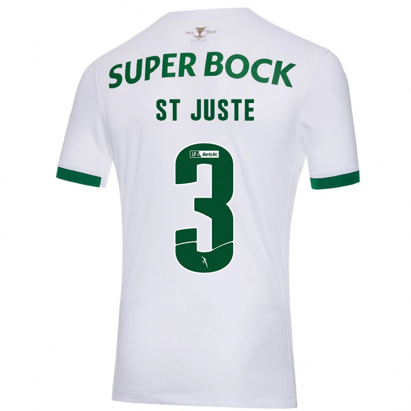 Danxen Børn Jerry St. Juste #3 Hvid Grøn Udebane Spillertrøjer 2024/25 Trøje T-Shirt