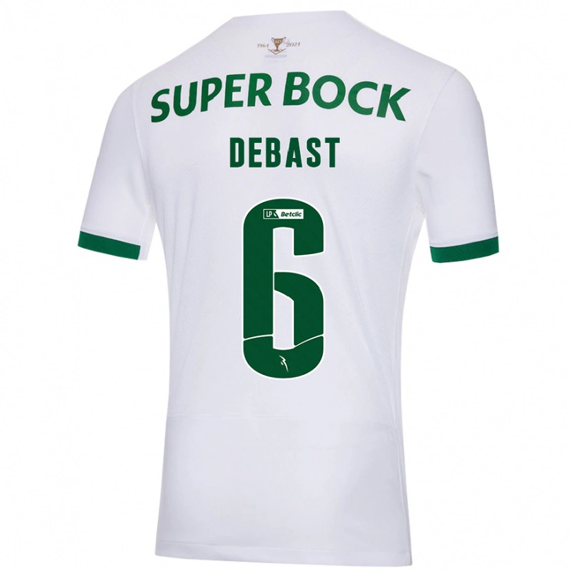 Danxen Børn Zeno Debast #6 Hvid Grøn Udebane Spillertrøjer 2024/25 Trøje T-Shirt