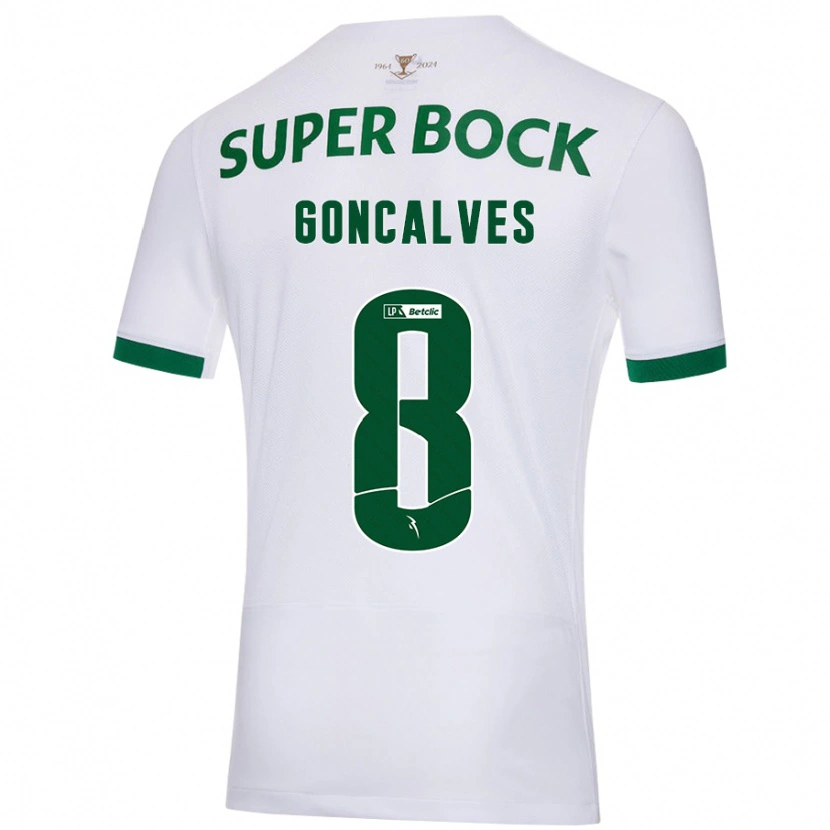 Danxen Børn Pedro Gonçalves #8 Hvid Grøn Udebane Spillertrøjer 2024/25 Trøje T-Shirt