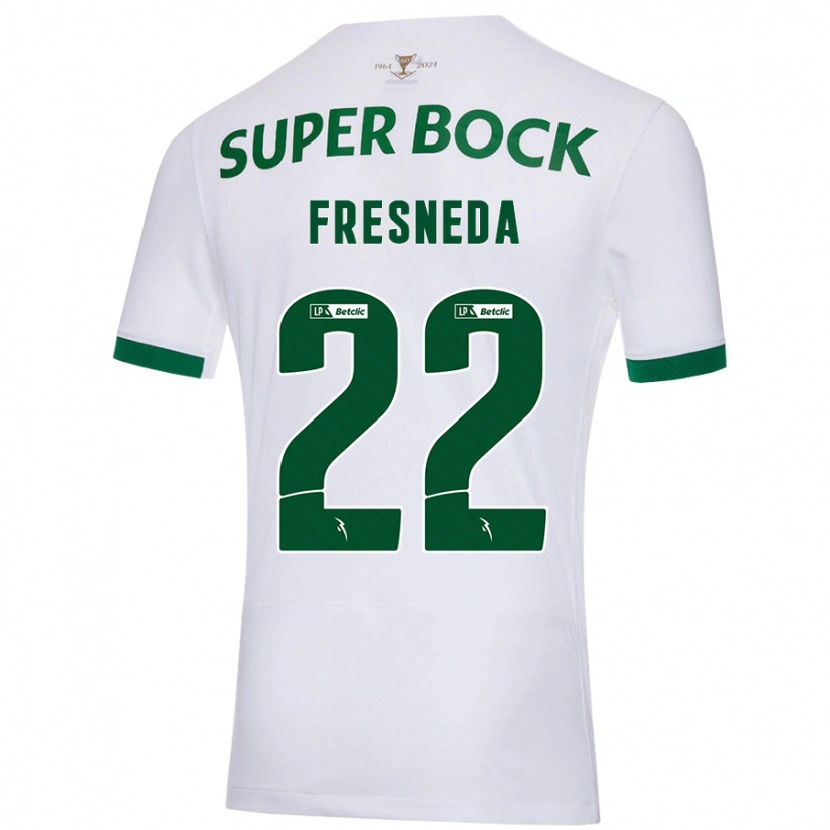 Danxen Børn Iván Fresneda #22 Hvid Grøn Udebane Spillertrøjer 2024/25 Trøje T-Shirt