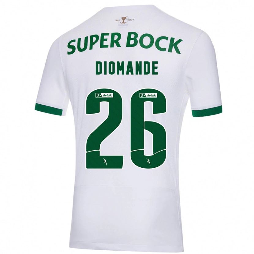 Danxen Børn Ousmane Diomande #26 Hvid Grøn Udebane Spillertrøjer 2024/25 Trøje T-Shirt