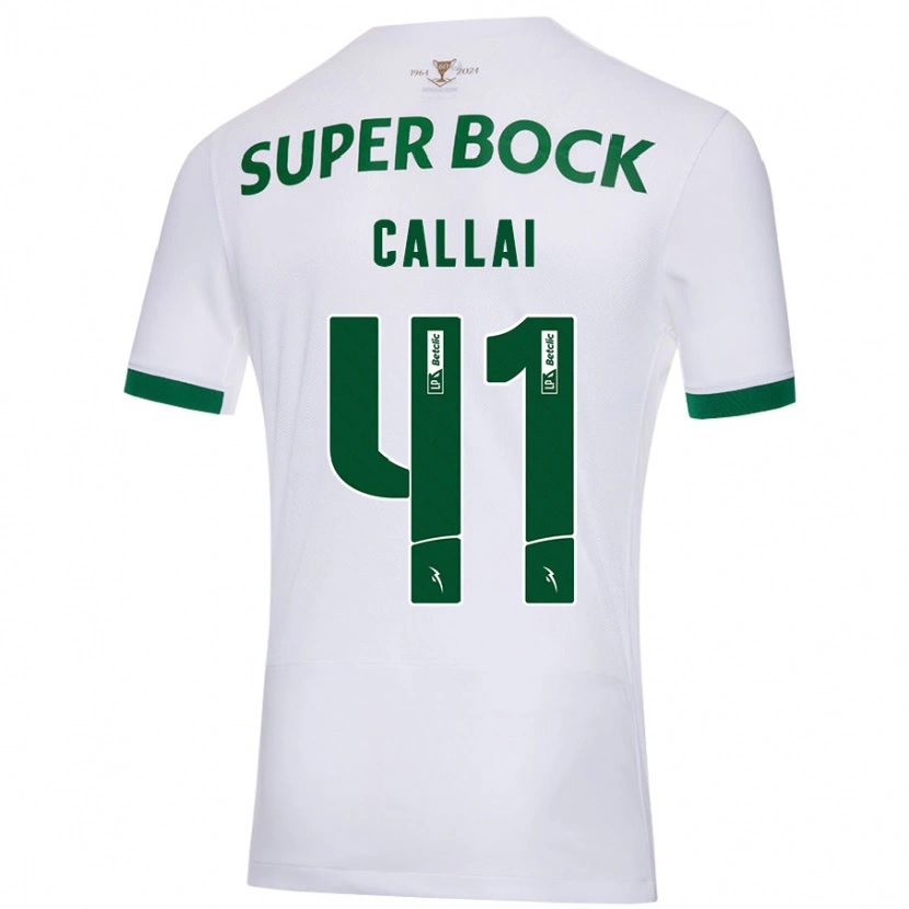 Danxen Børn Diego Callai #41 Hvid Grøn Udebane Spillertrøjer 2024/25 Trøje T-Shirt
