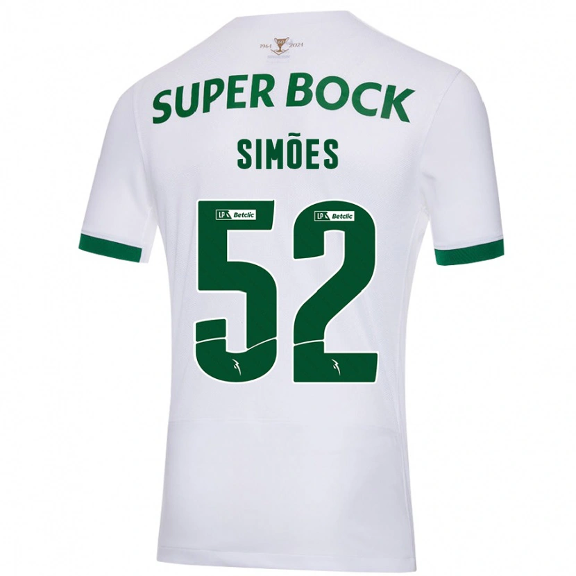 Danxen Børn João Simões #52 Hvid Grøn Udebane Spillertrøjer 2024/25 Trøje T-Shirt