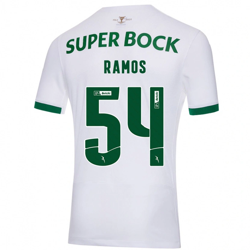 Danxen Børn Bruno Ramos #54 Hvid Grøn Udebane Spillertrøjer 2024/25 Trøje T-Shirt