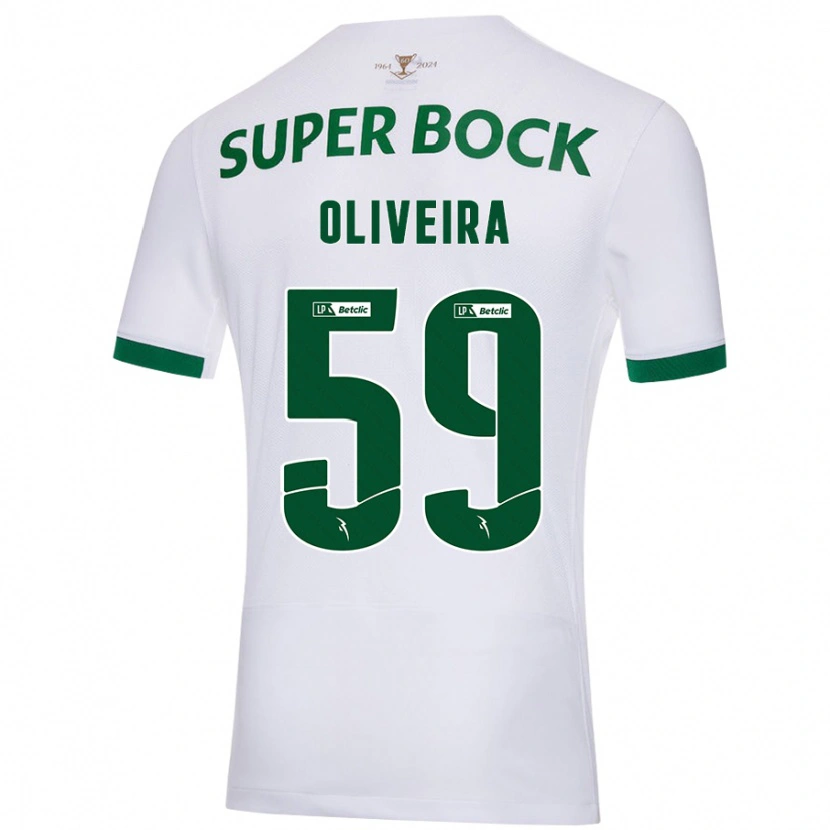 Danxen Børn Kauã Oliveira #59 Hvid Grøn Udebane Spillertrøjer 2024/25 Trøje T-Shirt