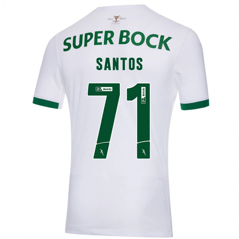 Danxen Børn Denilson Santos #71 Hvid Grøn Udebane Spillertrøjer 2024/25 Trøje T-Shirt