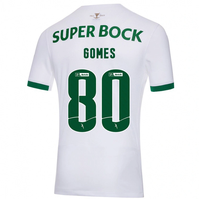 Danxen Børn Luís Gomes #80 Hvid Grøn Udebane Spillertrøjer 2024/25 Trøje T-Shirt