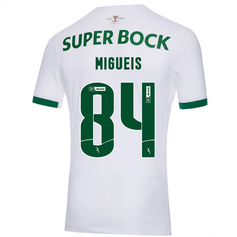 Danxen Børn Pedro Miguéis #84 Hvid Grøn Udebane Spillertrøjer 2024/25 Trøje T-Shirt