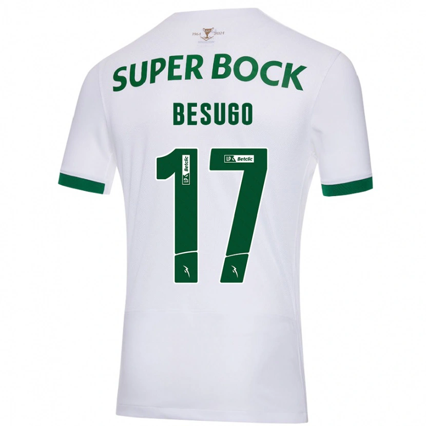 Danxen Børn Neuza Besugo #17 Hvid Grøn Udebane Spillertrøjer 2024/25 Trøje T-Shirt