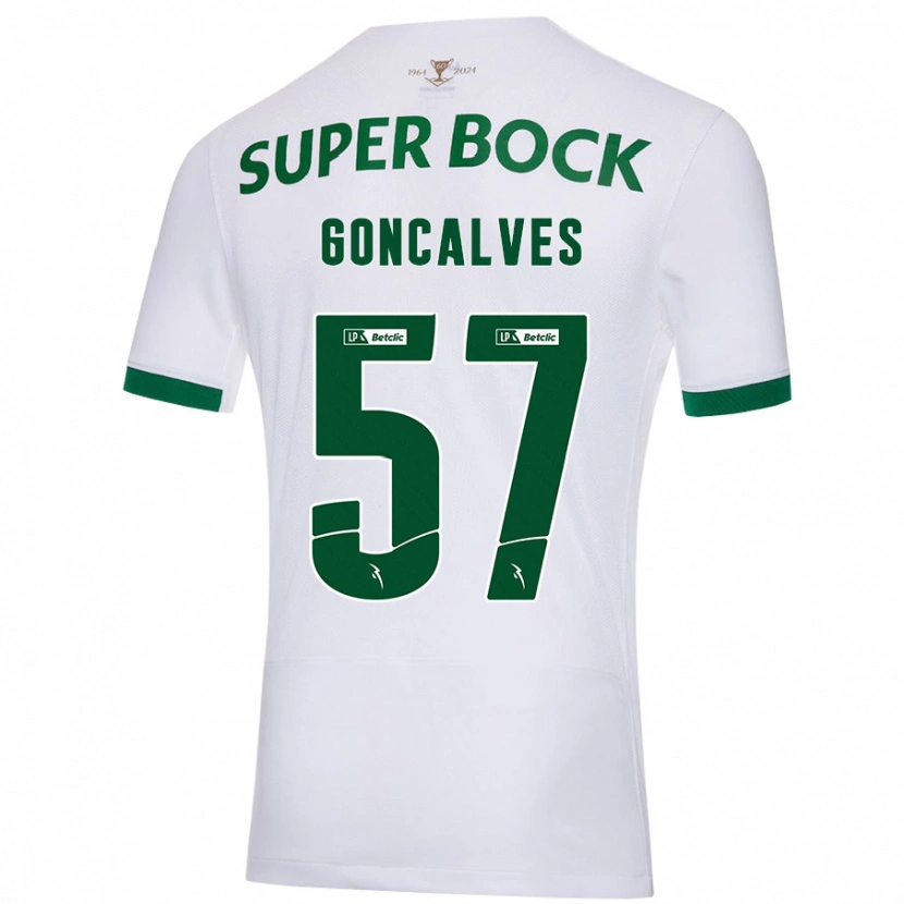 Danxen Børn Inês Gonçalves #57 Hvid Grøn Udebane Spillertrøjer 2024/25 Trøje T-Shirt