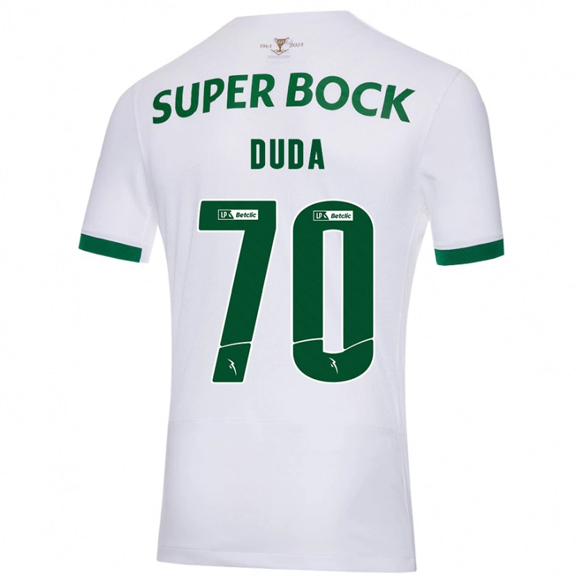Danxen Børn Dudá #70 Hvid Grøn Udebane Spillertrøjer 2024/25 Trøje T-Shirt