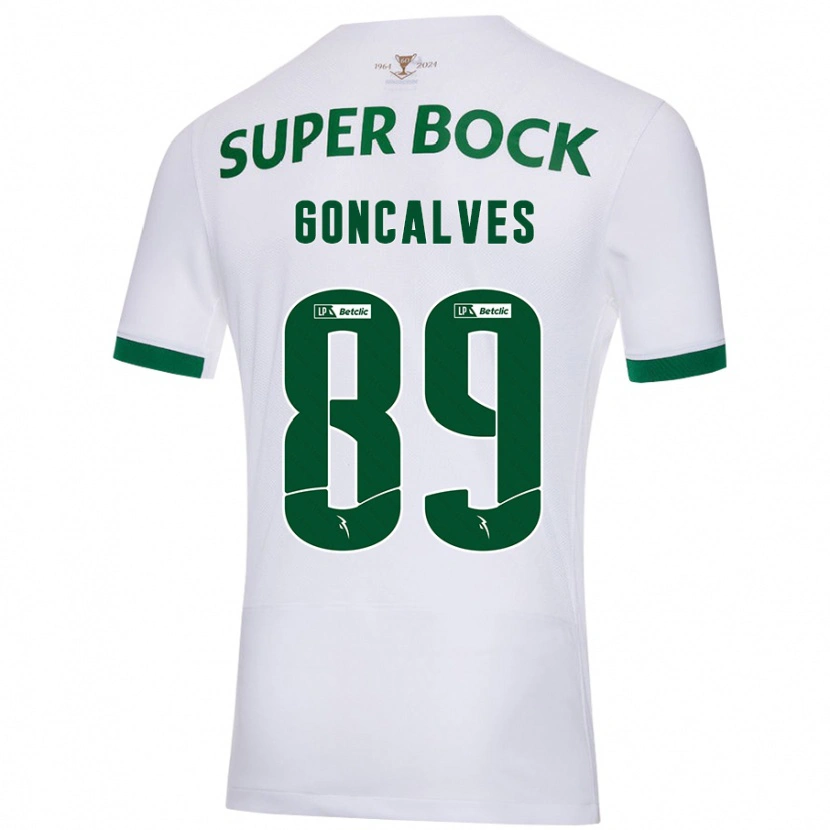 Danxen Børn André Gonçalves #89 Hvid Grøn Udebane Spillertrøjer 2024/25 Trøje T-Shirt