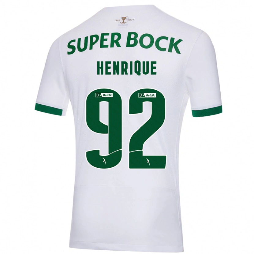 Danxen Børn Eduardo Henrique #92 Hvid Grøn Udebane Spillertrøjer 2024/25 Trøje T-Shirt