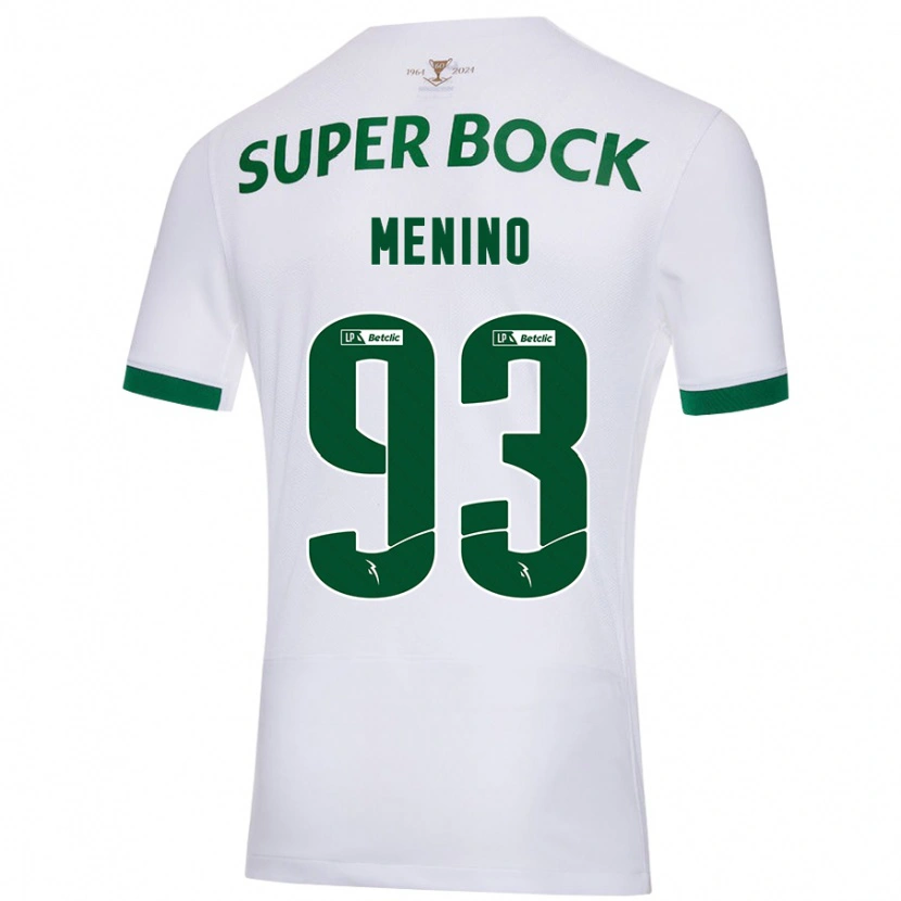 Danxen Børn Miguel Menino #93 Hvid Grøn Udebane Spillertrøjer 2024/25 Trøje T-Shirt