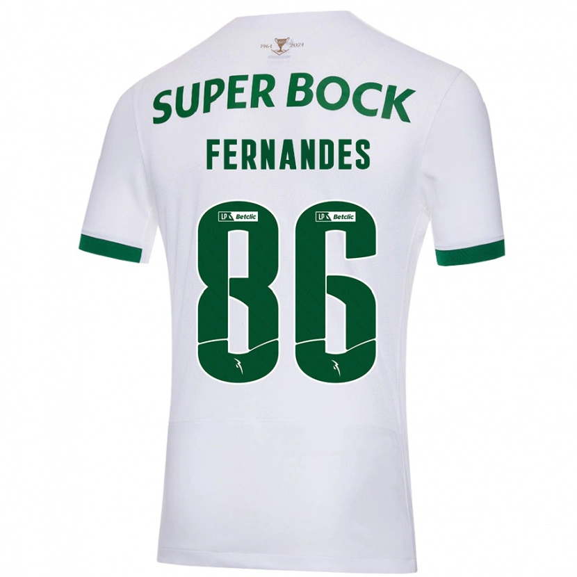 Danxen Børn Emanuel Fernandes #86 Hvid Grøn Udebane Spillertrøjer 2024/25 Trøje T-Shirt