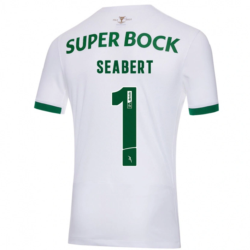 Danxen Børn Hannah Grace Seabert #1 Hvid Grøn Udebane Spillertrøjer 2024/25 Trøje T-Shirt