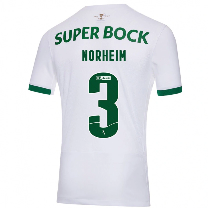 Danxen Børn Andrea Norheim #3 Hvid Grøn Udebane Spillertrøjer 2024/25 Trøje T-Shirt