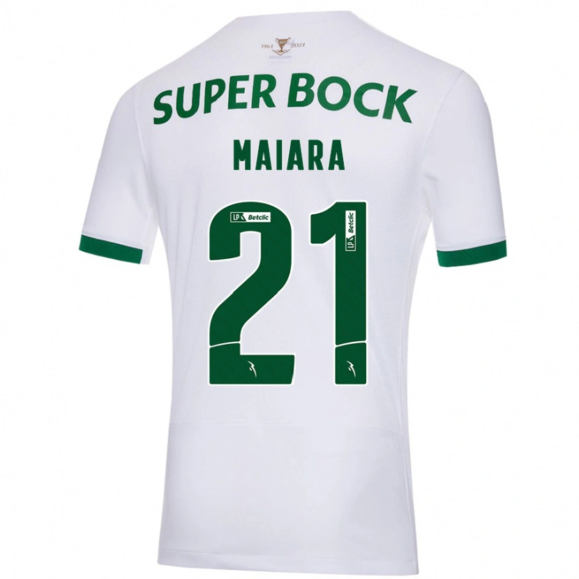 Danxen Børn Maiara Carolina Niehues #21 Hvid Grøn Udebane Spillertrøjer 2024/25 Trøje T-Shirt
