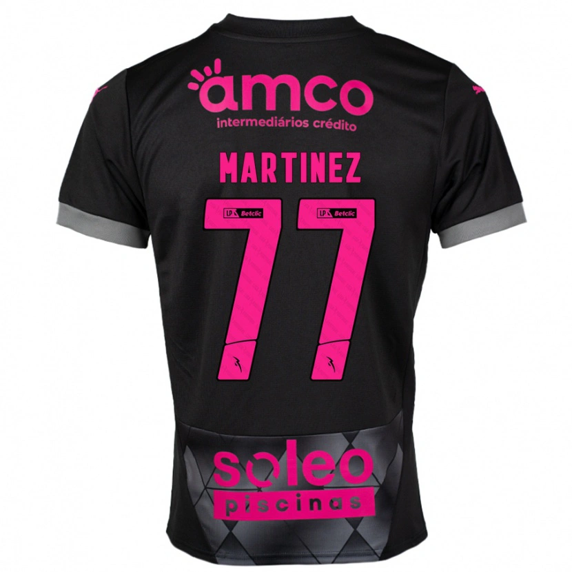 Danxen Børn Gabri Martínez #77 Sort Pink Udebane Spillertrøjer 2024/25 Trøje T-Shirt